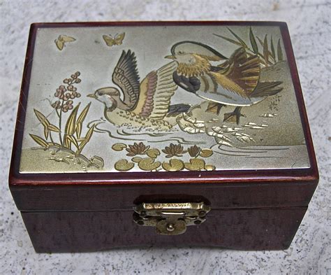 vintage japan chokin art etchd mixed metal jewelry box|Metal Chokin Art Box .